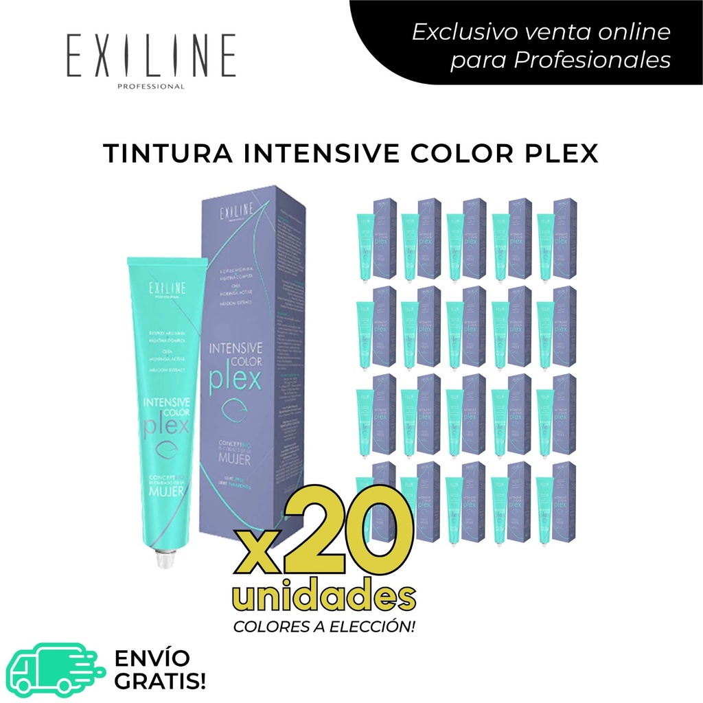 PROMO TINTURA EXILINE INTENSIVE COLOR PLEX 𝟮𝟬 𝗣𝗢𝗠𝗢𝗦 X60GS.
