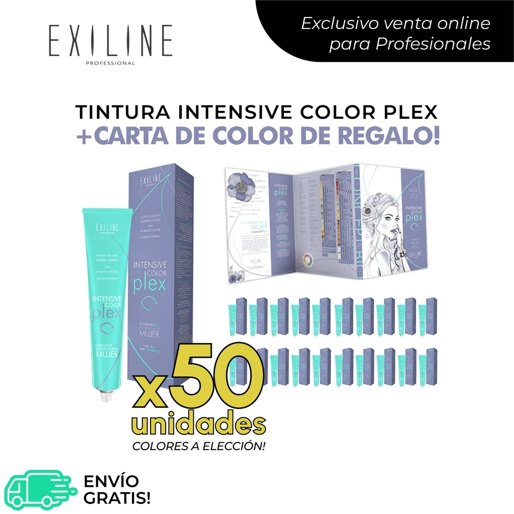 PROMO TINTURA EXILINE INTENSIVE COLOR PLEX 50 POMOS X60GS + 𝗥𝗘𝗚𝗔𝗟𝗢!