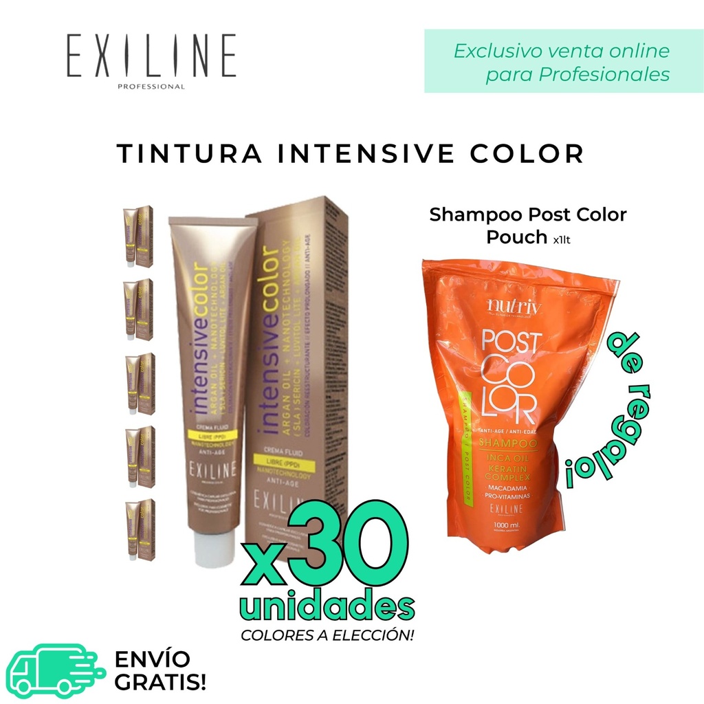 Promo 30 tinturas profesionales Exiline intensive color + 𝗥𝗘𝗚𝗔𝗟𝗢!