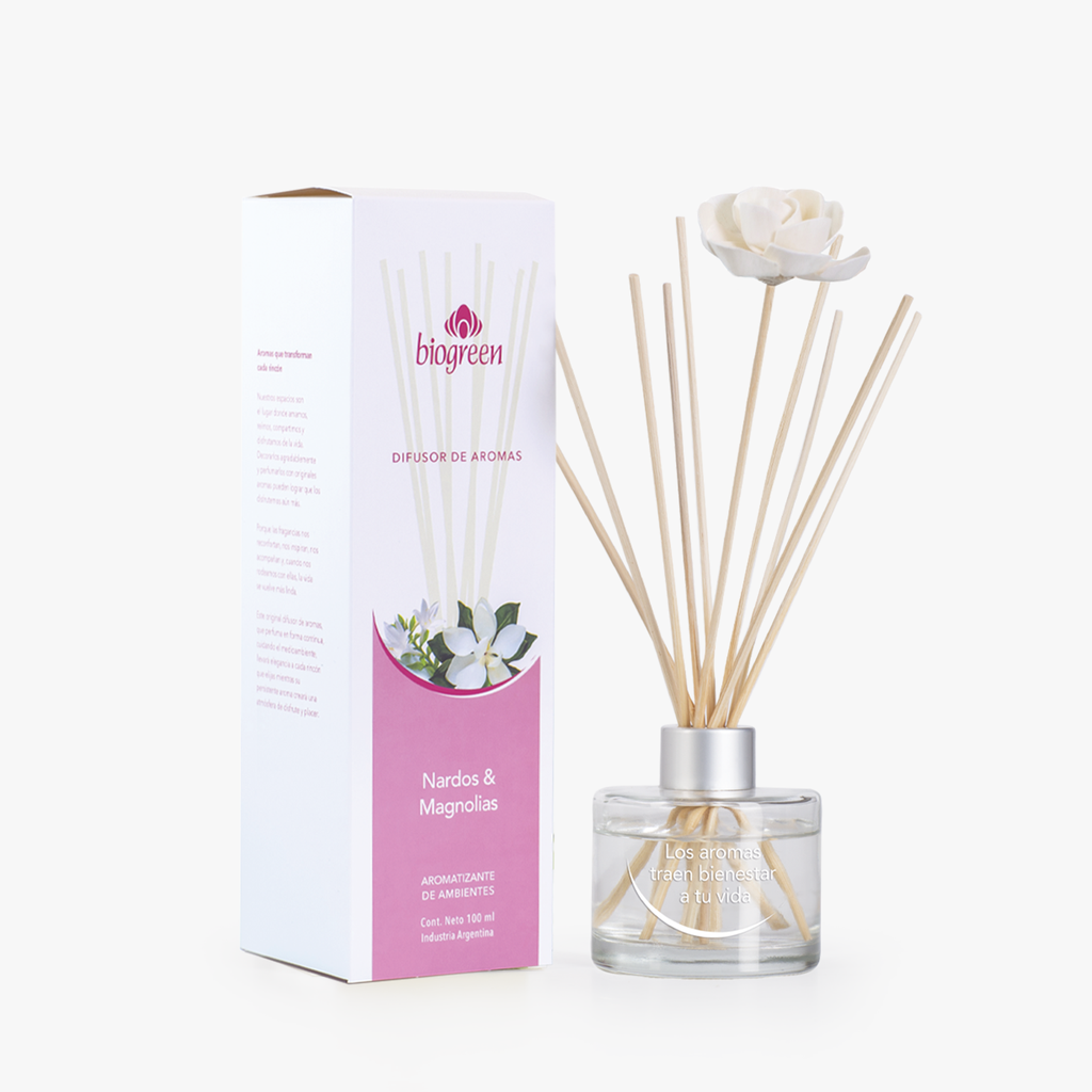 Difusor de aromas Biogreen nardos y magnolias x100ml.